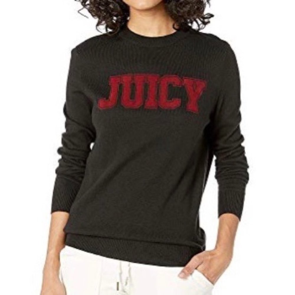 Juicy Couture Pitch Black Flocked Logo Sweater